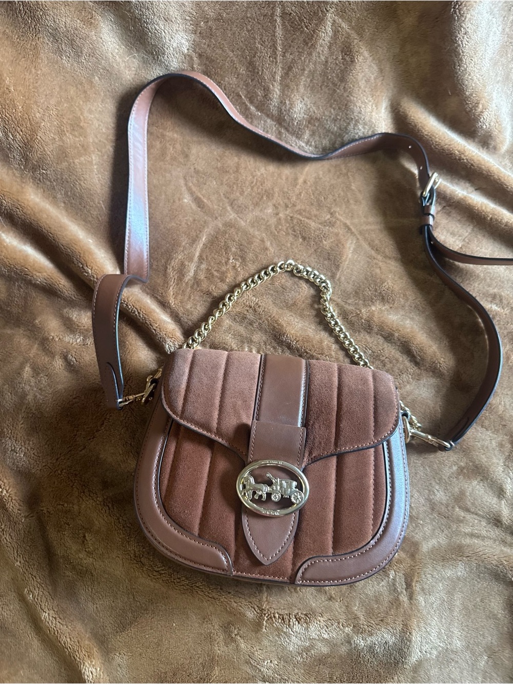Coach Georgie Saddle Bag With Linear Quilting